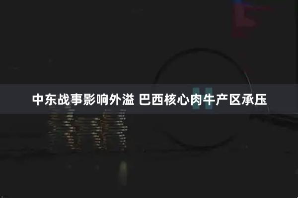 中东战事影响外溢 巴西核心肉牛产区承压